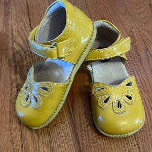 Gold Livie and Luca Petal Dew Drop Mary Janes. Size 12